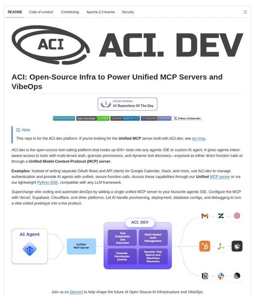 ACI.dev Connects AI Agents to 600+ Tools